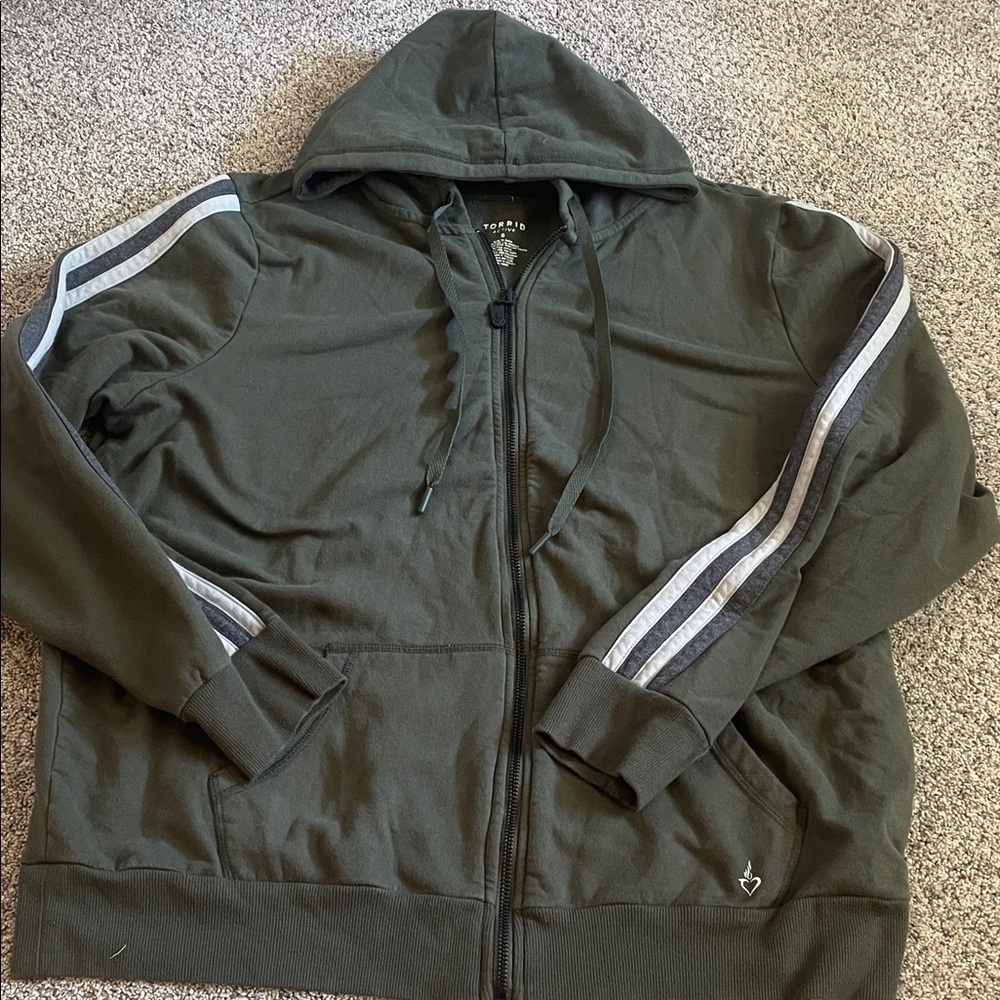 Torrid active wear zip up jacket olive green 0